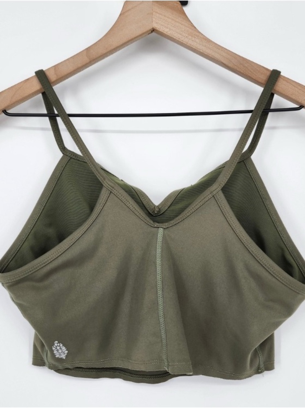Olive Green Strappy Cropped Sports Bralette